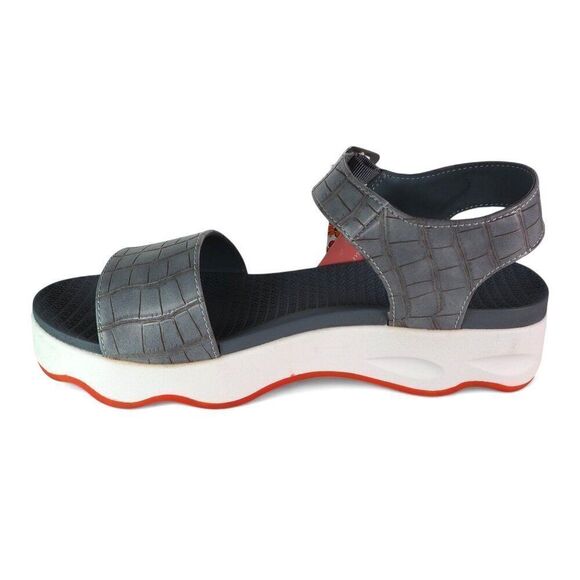 Muk Luks Roller Skate Plat for Croc Print Strappy Sandals Dusty Blue Women's 8 - Picture 6 of 11